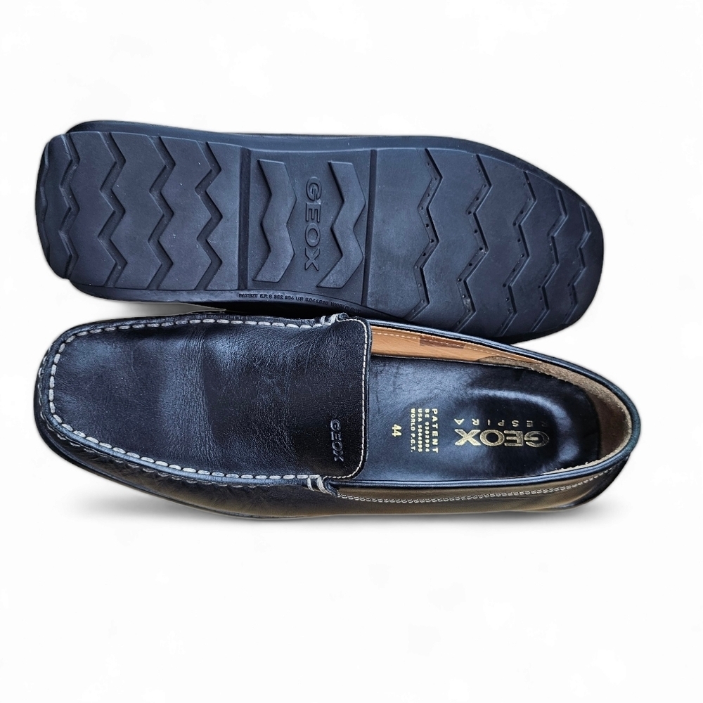 New GEOX Respira Men's Black Leather Slip-on Driving Loafer Size EU44 /US11 - Picture 8 of 12